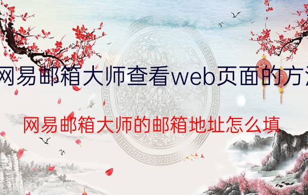 网易邮箱大师查看web页面的方法 网易邮箱大师的邮箱地址怎么填？